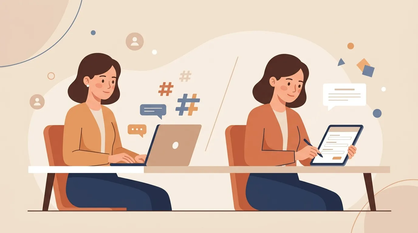 Femme travaillant sur laptop et tablette digitale simultanément