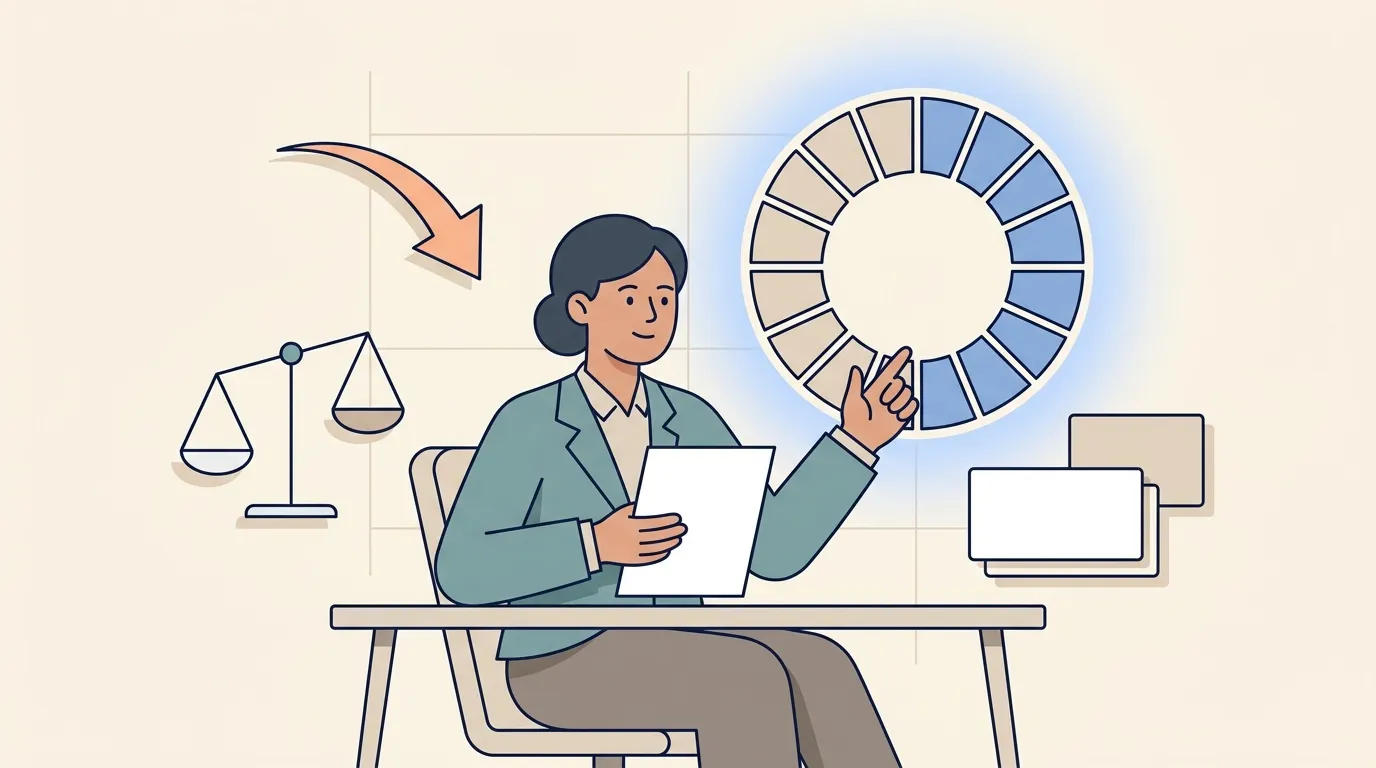 Femme analysant un graphique circulaire sur ordinateur au bureau