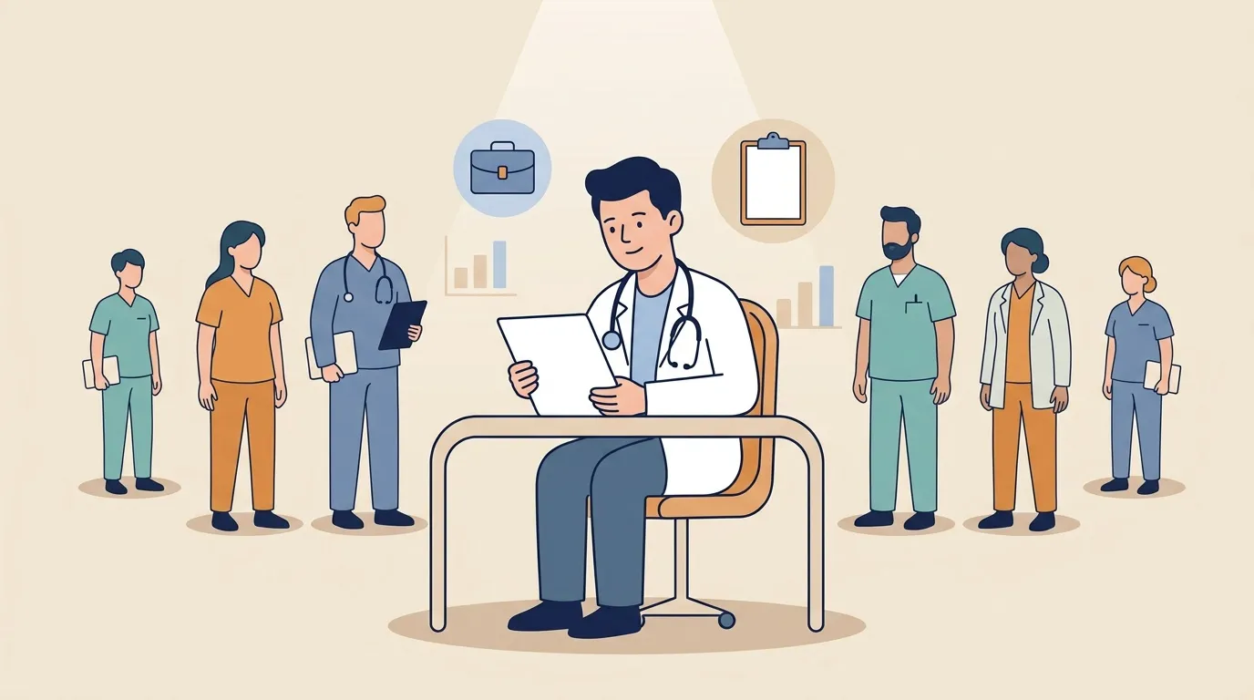 Médecin supervisant une équipe soignante multidisciplinaire