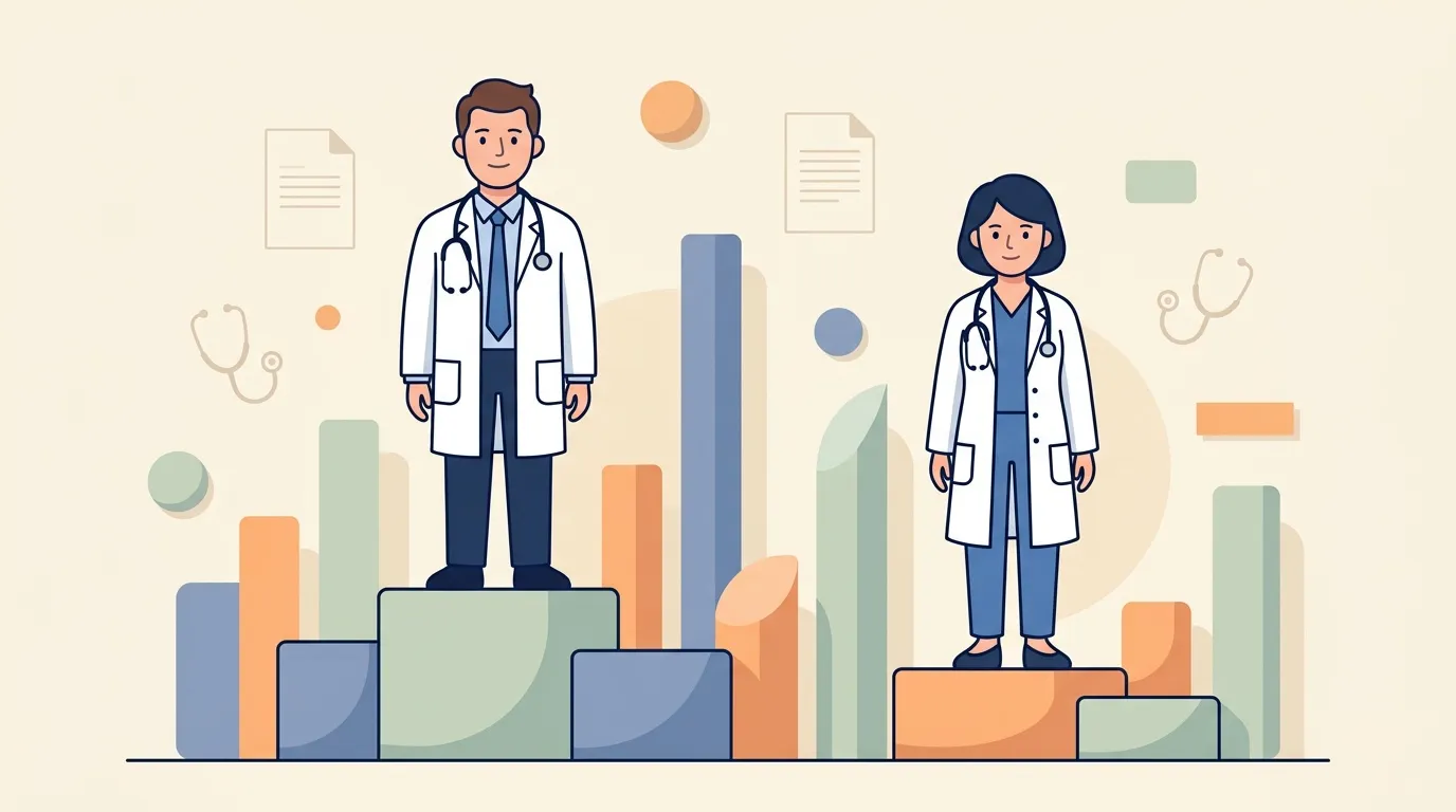 Deux médecins debout sur des graphiques de données colorés