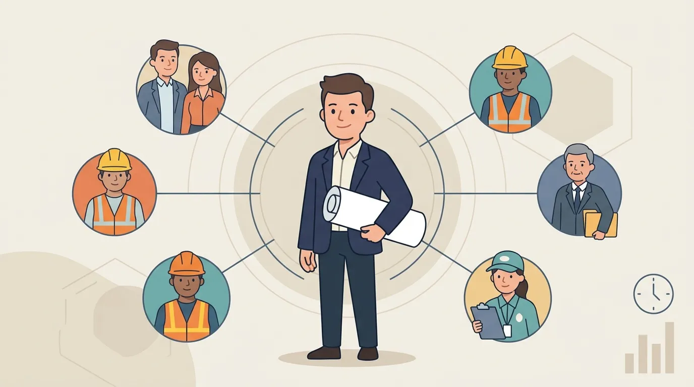 Manager au centre connecté à son équipe diverse de collaborateurs