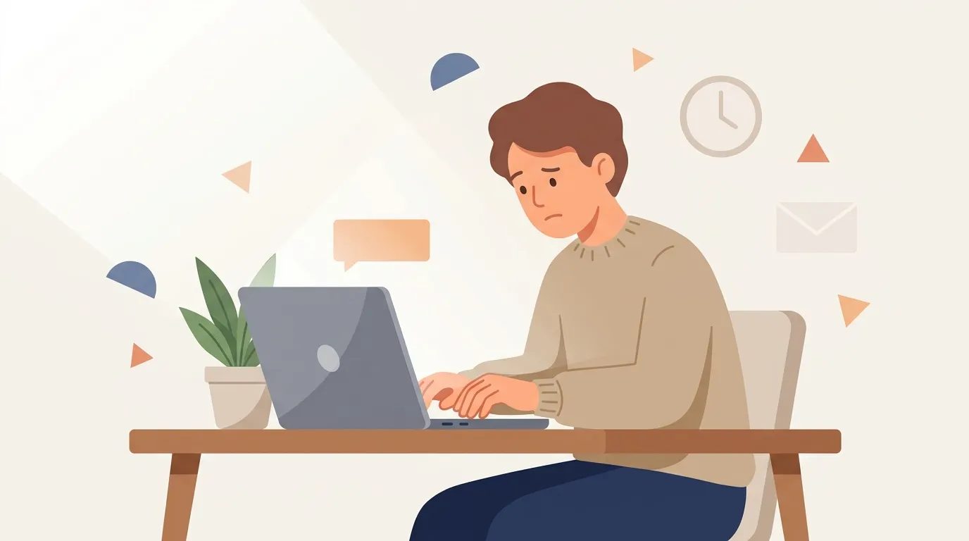 Homme concentr&eacute; &agrave; son bureau avec laptop et plante verte