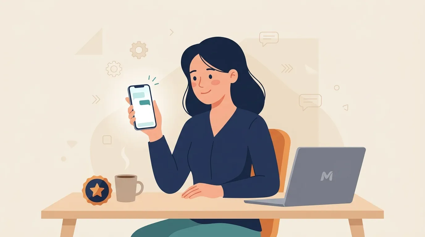 Femme au bureau utilisant son t&eacute;l&eacute;phone et ordinateur portable