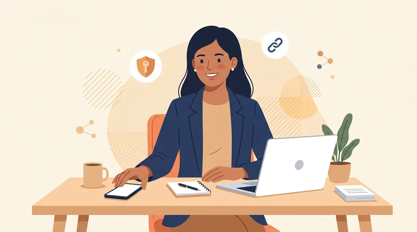 Femme souriante travaillant sur laptop au bureau