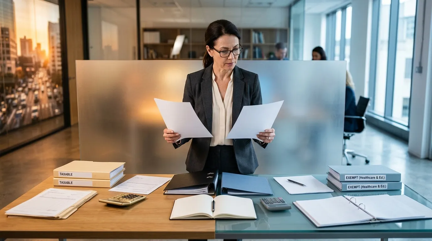 Professionnelle consultant des documents comptables en bureau moderne