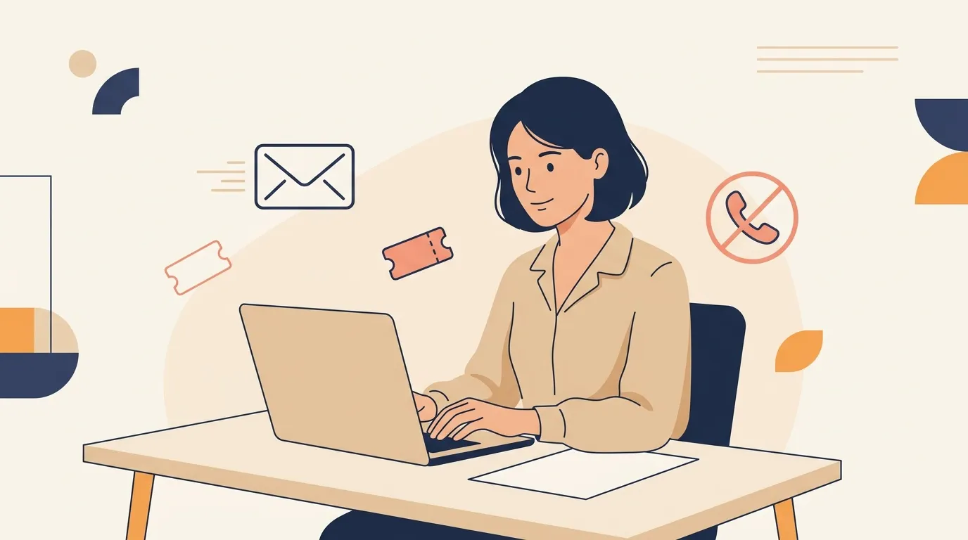 Femme assise à un bureau, travaillant sur un ordinateur portable