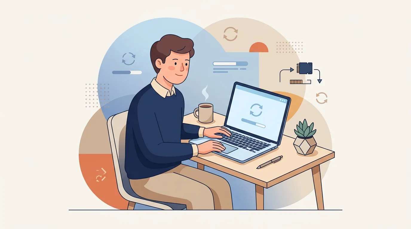 Homme travaillant sur ordinateur portable au bureau avec caf&eacute;