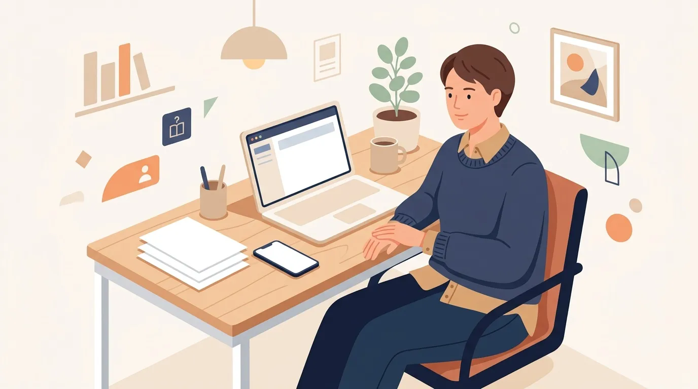 Femme travaillant &agrave; son bureau avec laptop et documents