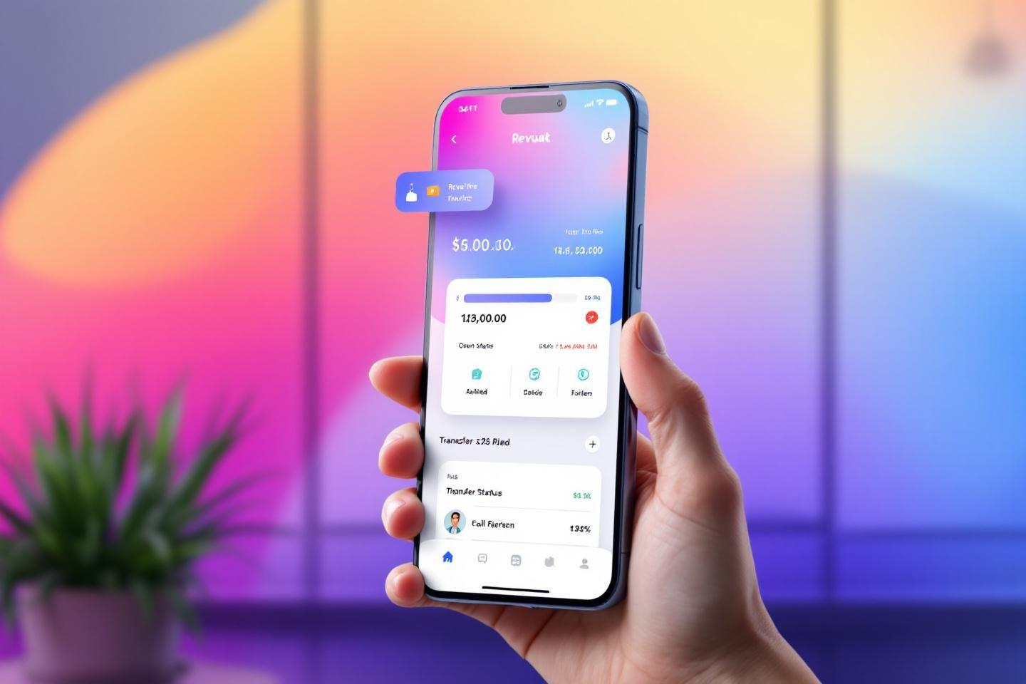 Smartphone affichant une interface de suivi bancaire moderne