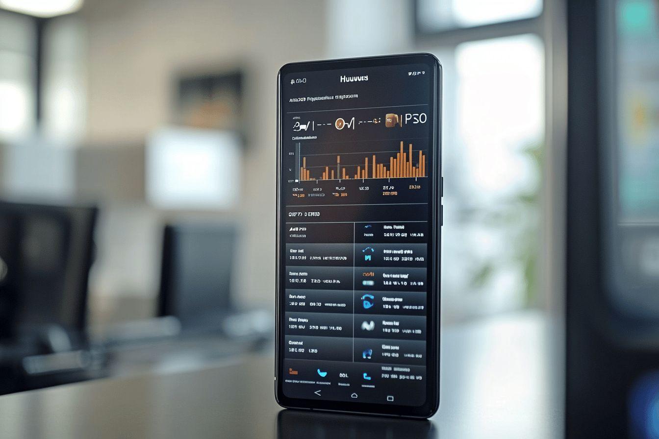 &Eacute;cran de t&eacute;l&eacute;phone montrant des graphiques et des donn&eacute;es financi&egrave;res