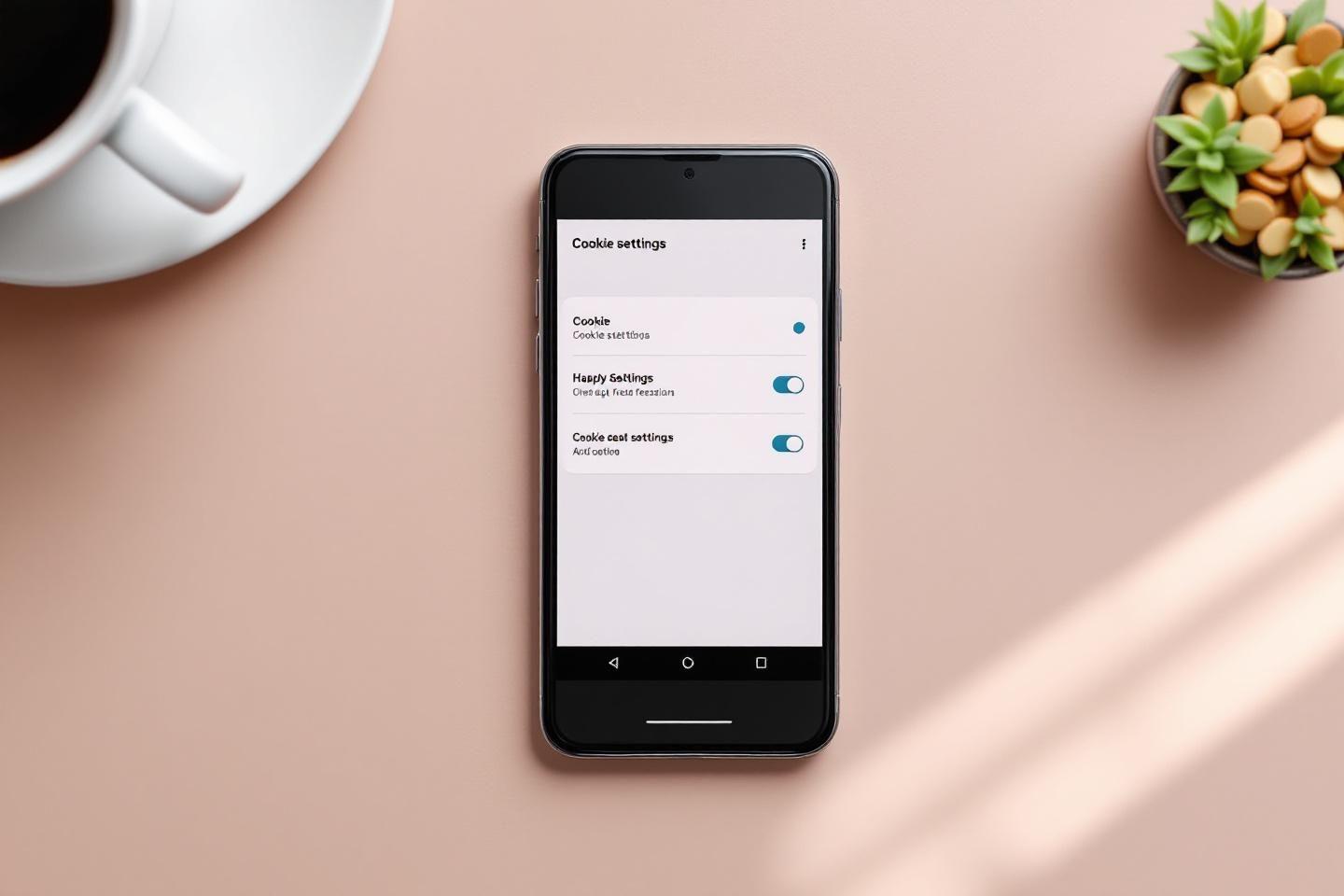 Écran de téléphone montrant les options de configuration des cookies