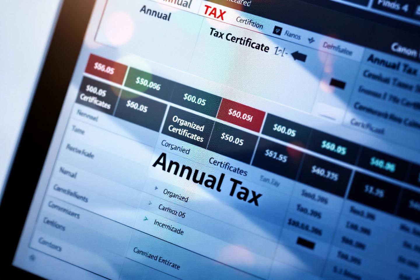 Gros plan sur un formulaire fiscal numérique avec différentes colonnes