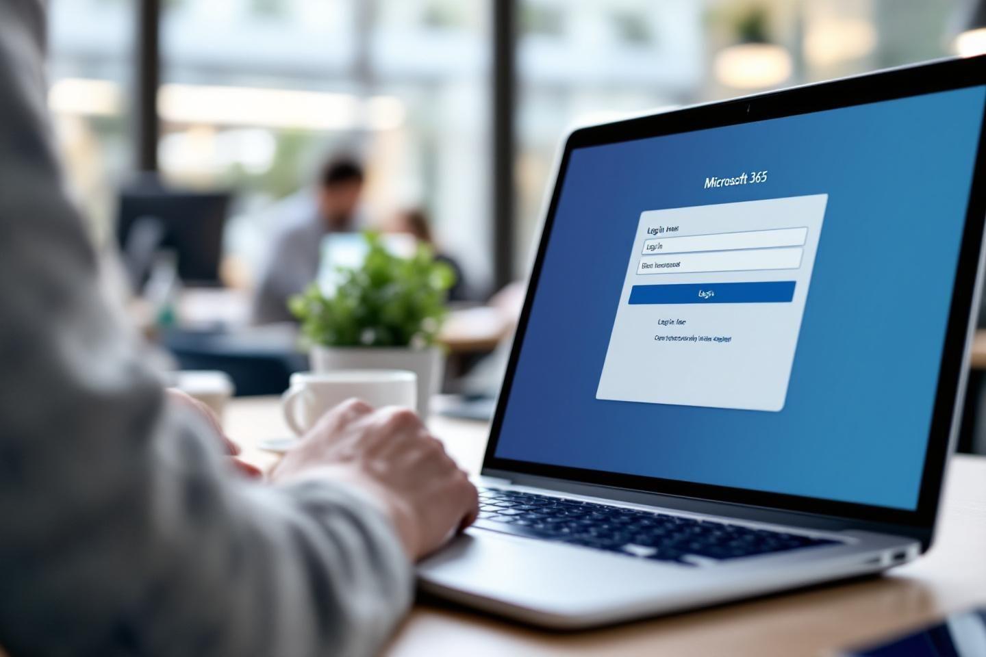 Écran de connexion Microsoft 365 sur un ordinateur portable en bureau