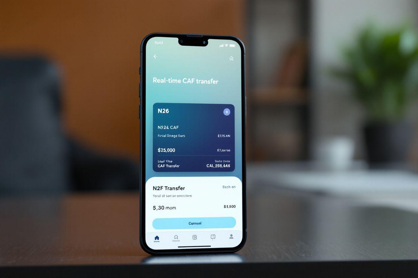 &Eacute;cran de smartphone montrant un transfert bancaire N26