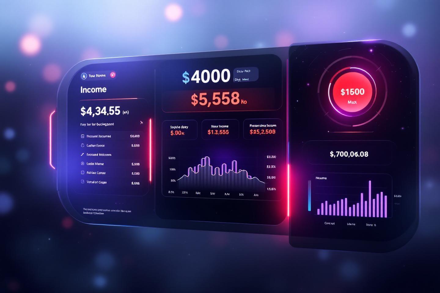 &Eacute;cran interactif pr&eacute;sentant des graphiques et des statistiques financi&egrave;res