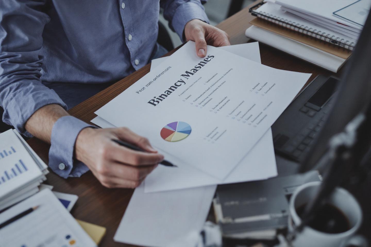 Documents de travail avec graphique circulaire et donn&eacute;es financi&egrave;res