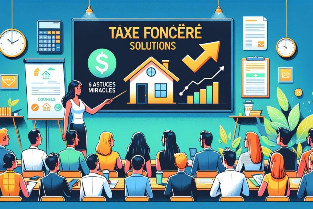 Un groupe de personnes assises devant un tableau avec les mots solutions fiscales forcières.
