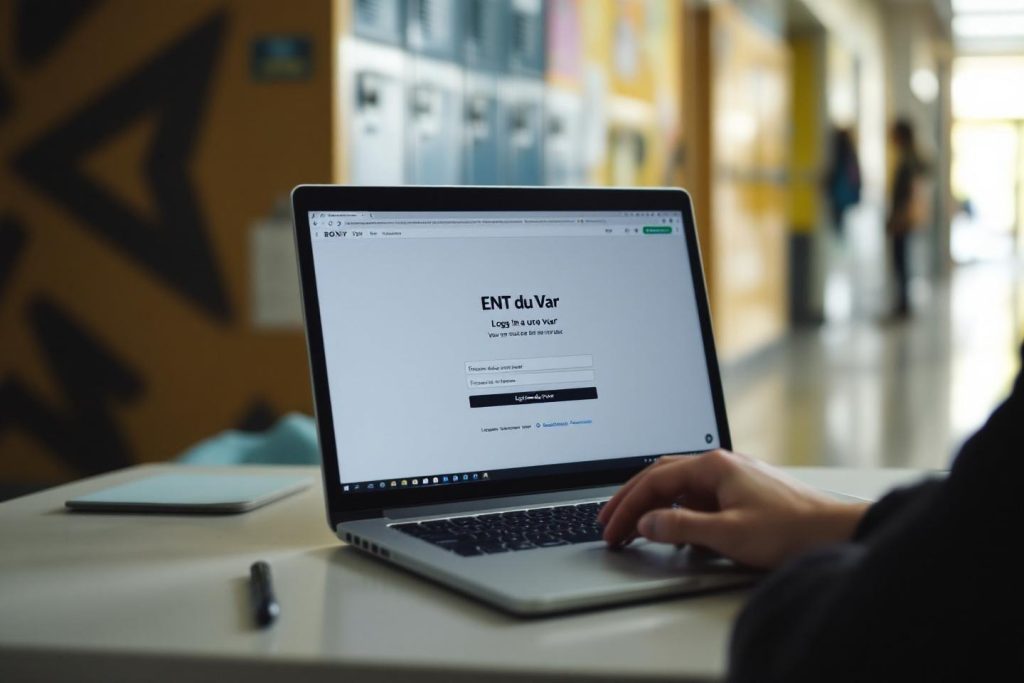 Écran d'ordinateur portable affichant une page de connexion ENT