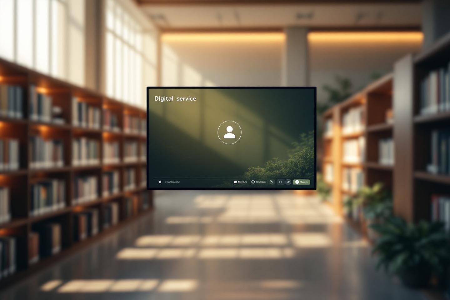 Écran de service numérique dans une bibliothèque lumineuse