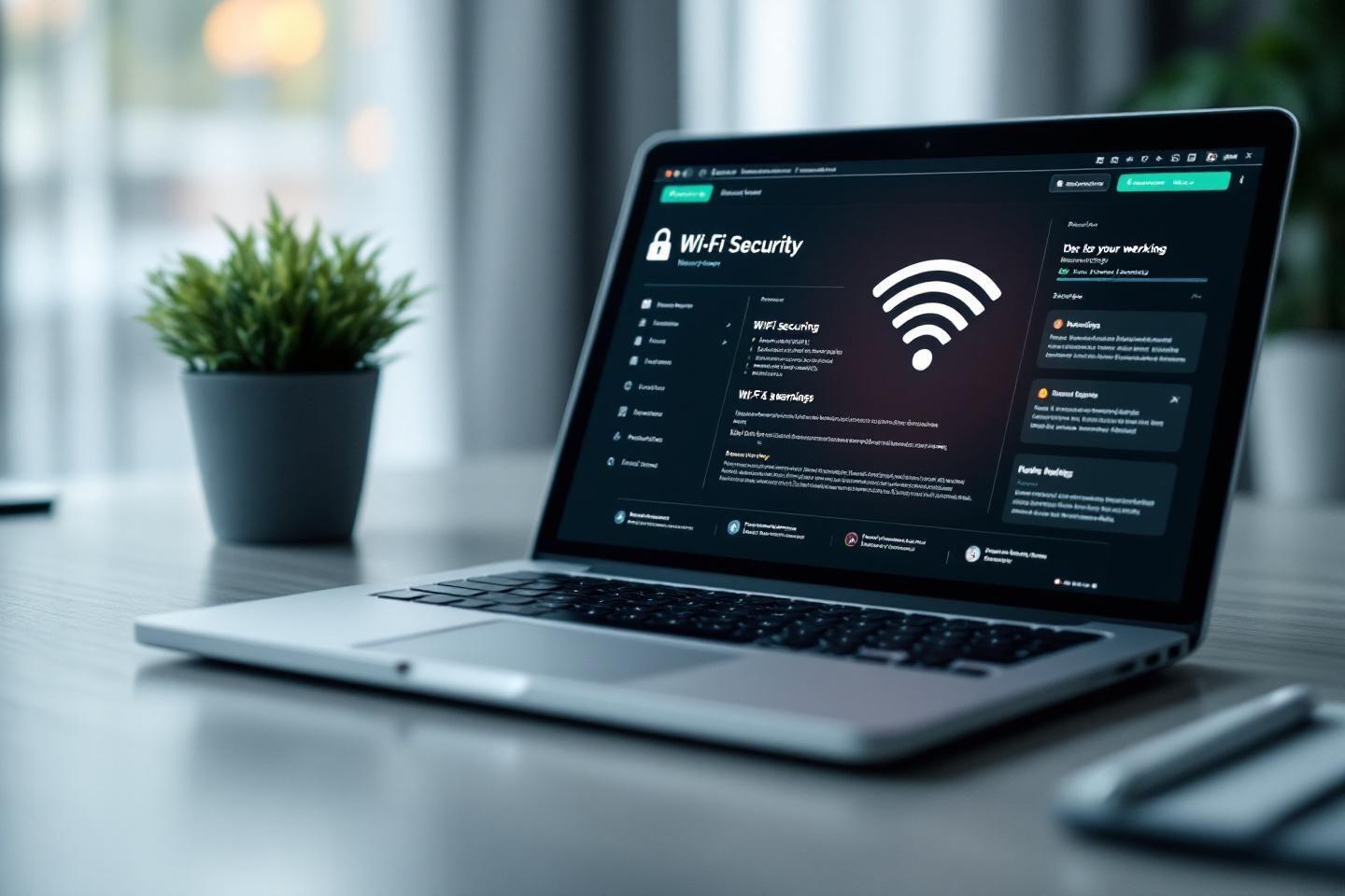 Écran d'ordinateur affichant un tableau de configuration de sécurité Wi-Fi